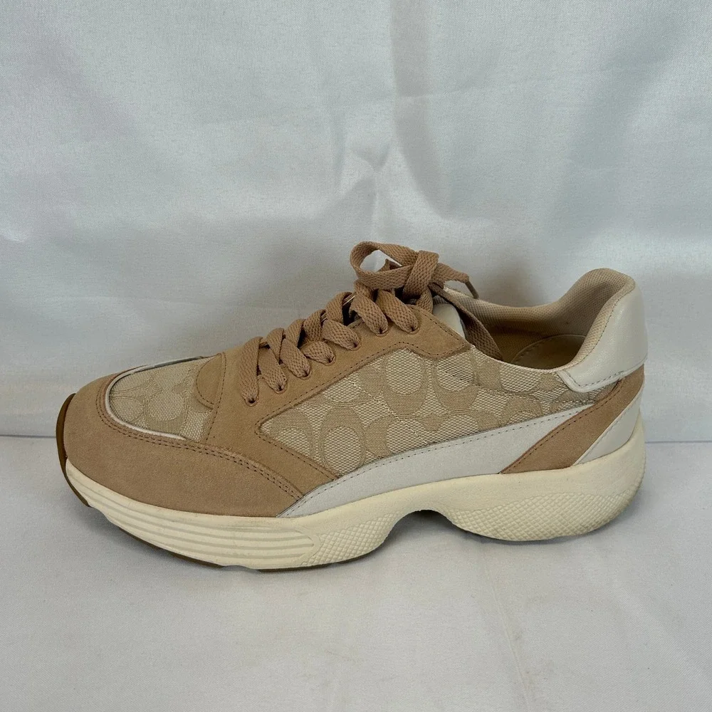 Coach C152 Sig Tech Runner Light Khaki Chalk G5057 Womens 11 B Sneaker